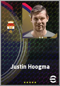 Justin Hoogma eFootball 2026 player card, 71 OVR CB