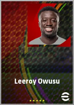Leeroy Owusu eFootball 2026 player card, 69 OVR RB
