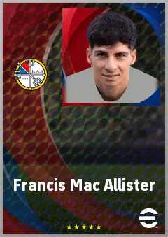 Francis Mac Allister eFootball 2026 player card, 71 OVR DMF
