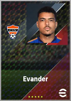 Evander eFootball 2026 player card, 76 OVR AMF