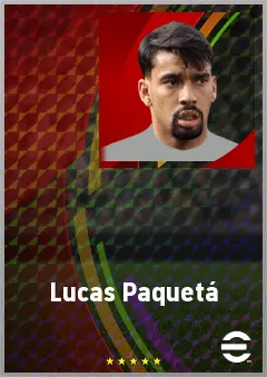 Lucas Paquetá eFootball 2026 player card, 77 OVR AMF