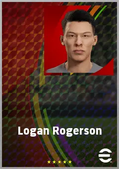 Logan Rogerson eFootball 2026 player card, 69 OVR RWF