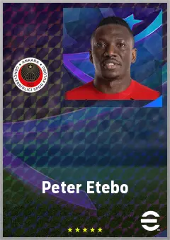 Peter Etebo eFootball 2026 player card, 68 OVR CMF