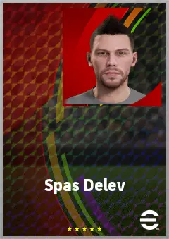Spas Delev eFootball 2026 player card, 68 OVR LWF