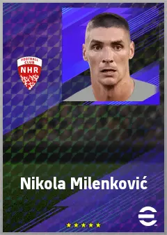 Nikola Milenković eFootball 2026 player card, 77 OVR CB