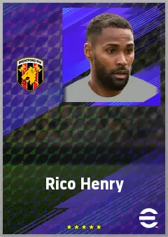 Rico Henry eFootball 2026 player card, 74 OVR LB