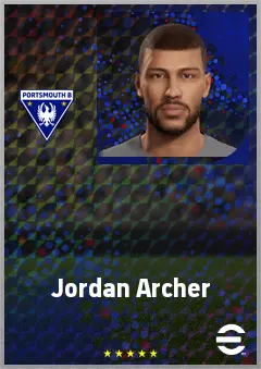 Jordan Archer eFootball 2026 player card, 66 OVR GK