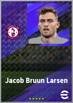 Jacob Bruun Larsen eFootball 2026 player card, 72 OVR LWF