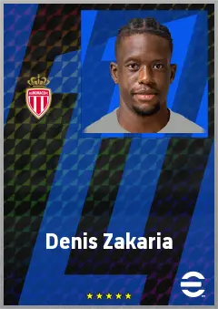 Denis Zakaria eFootball 2026 player card, 77 OVR DMF