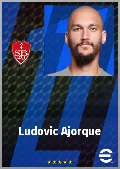 Ludovic Ajorque eFootball 2026 player card, 75 OVR CF