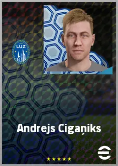 Andrejs Cigaņiks eFootball 2026 player card, 68 OVR LB