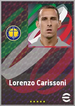Lorenzo Carissoni eFootball 2026 player card, 70 OVR RB