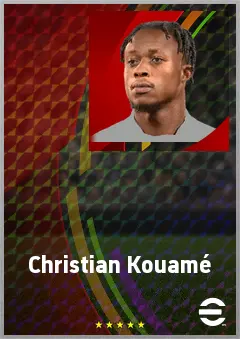 Christian Kouamé eFootball 2026 player card, 74 OVR CF