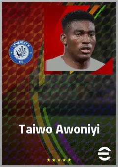 Taiwo Awoniyi eFootball 2026 player card, 75 OVR CF