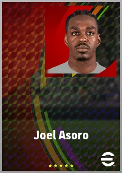 Joel Asoro eFootball 2026 player card, 69 OVR RWF
