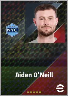 Aiden O'Neill eFootball 2026 player card, 71 OVR DMF
