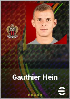 Gauthier Hein eFootball 2026 player card, 73 OVR AMF