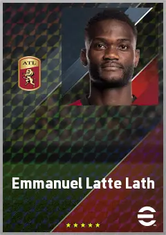Emmanuel Latte Lath eFootball 2026 player card, 73 OVR CF