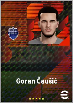 Goran Čaušić eFootball 2026 player card, 72 OVR CMF