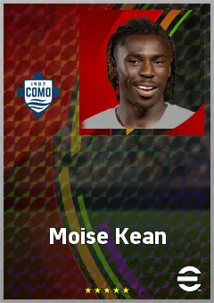 Moise Kean eFootball 2026 player card, 77 OVR CF