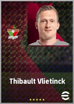 Thibault Vlietinck eFootball 2026 player card, 68 OVR RB