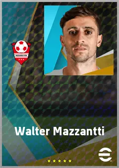 Walter Mazzantti eFootball 2026 player card, 72 OVR RWF