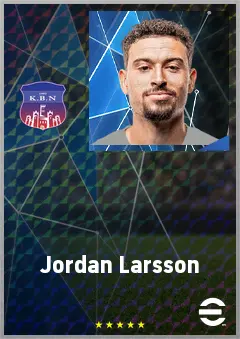 Jordan Larsson eFootball 2026 player card, 73 OVR RWF
