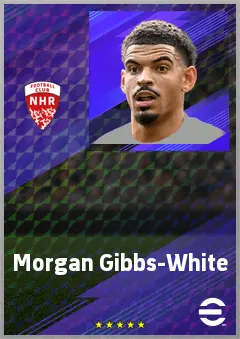 Morgan Gibbs-White eFootball 2026 player card, 78 OVR AMF