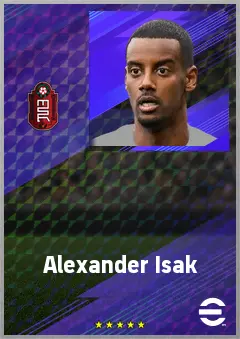 Alexander Isak eFootball 2026 player card, 82 OVR CF