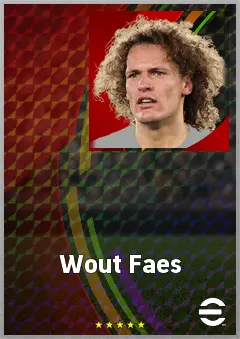 Wout Faes eFootball 2026 player card, 73 OVR CB