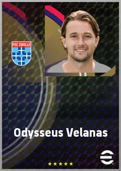 Odysseus Velanas eFootball 2026 player card, 69 OVR AMF