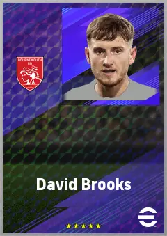 David Brooks eFootball 2026 player card, 75 OVR RWF