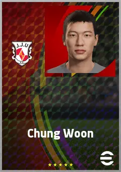 Chung Woon eFootball 2026 player card, 65 OVR LB