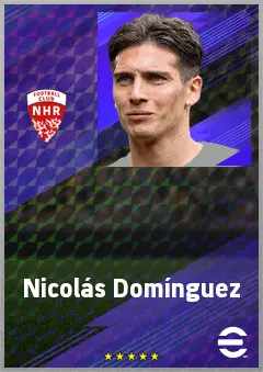 Nicolás Domínguez eFootball 2026 player card, 76 OVR CMF