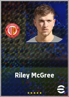 Riley McGree eFootball 2026 player card, 72 OVR LMF
