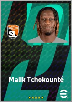 Malik Tchokounté eFootball 2026 player card, 68 OVR CF