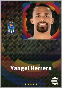 Yangel Herrera eFootball 2026 player card, 76 OVR CMF