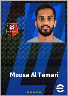 Mousa Al Tamari eFootball 2026 player card, 74 OVR RMF