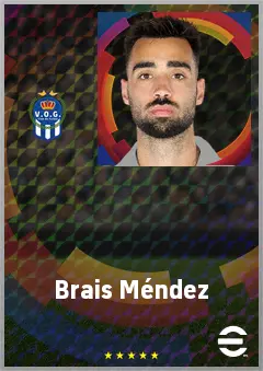 Brais Méndez eFootball 2026 player card, 75 OVR CMF