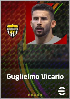 Guglielmo Vicario eFootball 2026 player card, 77 OVR GK