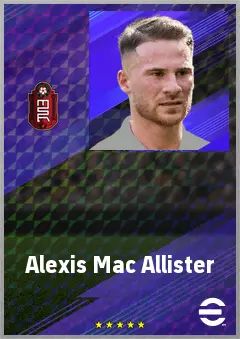 Alexis Mac Allister eFootball 2026 player card, 80 OVR CMF