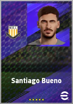 Santiago Bueno eFootball 2026 player card, 74 OVR CB