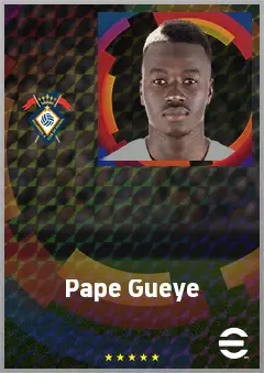 Pape Gueye eFootball 2026 player card, 77 OVR DMF