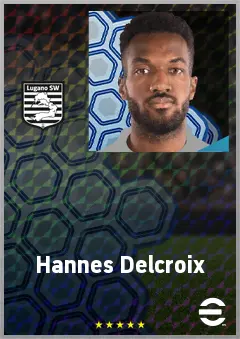 Hannes Delcroix eFootball 2026 player card, 72 OVR CB