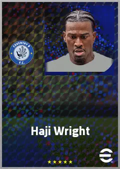 Haji Wright eFootball 2026 player card, 74 OVR CF