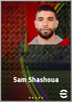 Sam Shashoua eFootball 2026 player card, 71 OVR LWF