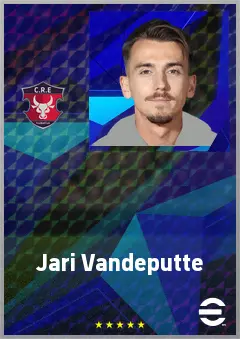 Jari Vandeputte eFootball 2026 player card, 72 OVR CMF