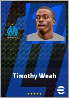Timothy Weah eFootball 2026 player card, 75 OVR RMF