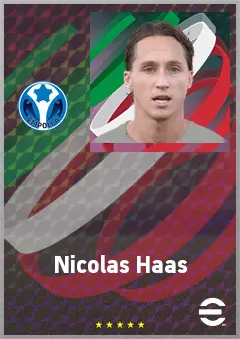 Nicolas Haas eFootball 2026 player card, 69 OVR CMF