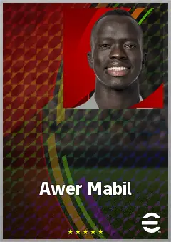 Awer Mabil eFootball 2026 player card, 71 OVR LWF